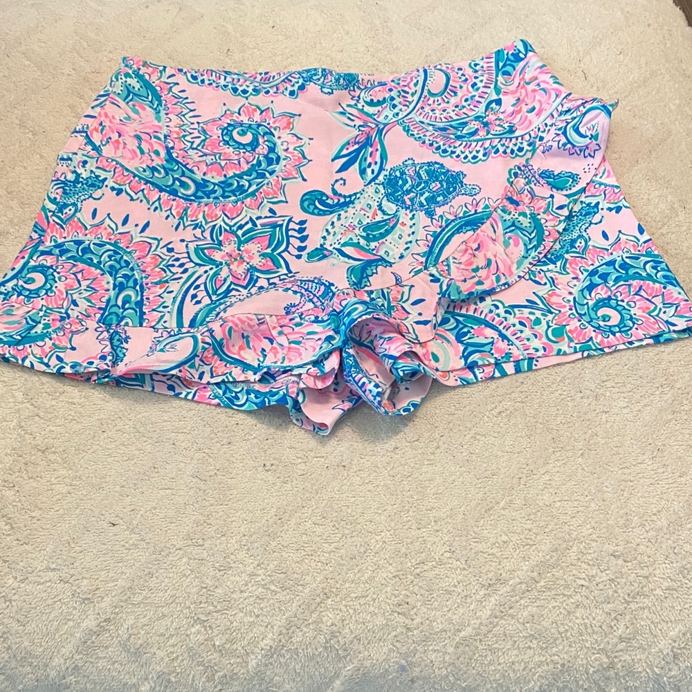 Lilly Pulitzer Pink and Blue Paisley High Waist Shorts